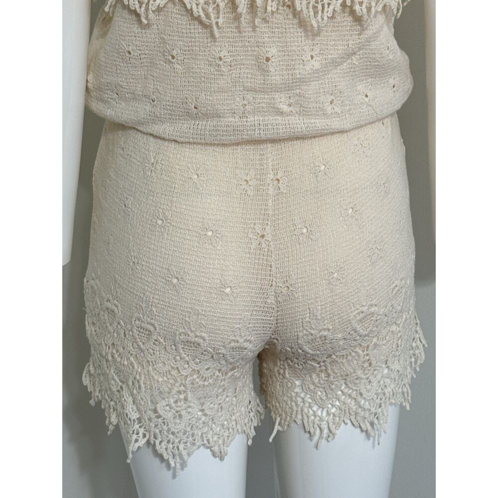 Jolt Women’s Strapless Crochet Lace Romper Cream Boho Beach Resortwear Size S - Picture 9 of 16